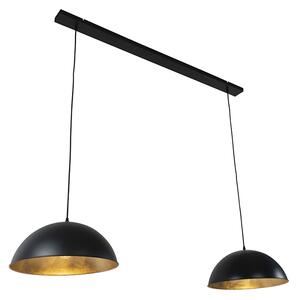 Industriell hängande lampa svart med guld 2-lampor - Magnax