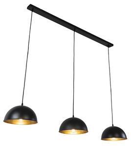 Industriell hängande lampa svart med guld 3-lampor - Magnax
