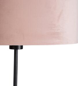 Golvlampa svart med velourskugga rosa med guld 35 cm - Parte