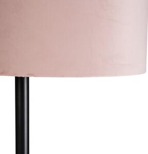 Golvlampa svart med velourskugga rosa med guld 40 cm - Simplo