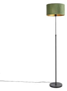 Golvlampa svart med velour skugga grön med guld 35 cm - Parte