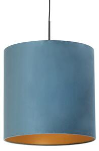 Hängande lampa med velour skugga blå med guld 40 cm - Combi