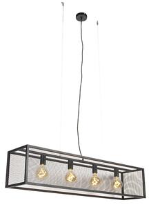 Industriell hängande lampa svart 118 cm 4-ljus - Cage Mesh