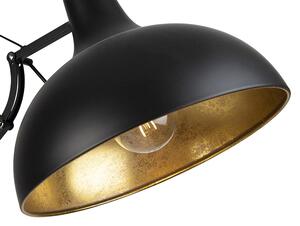 Industriell golvlampa svart med justerbar guld - Hobby