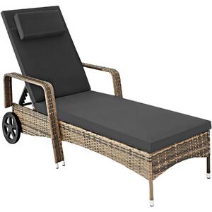 TecTake GmbH 404589 solsäng i konstrotting med hjul - natur/mörkgrå