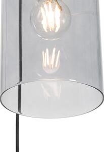Modern hängande lampa svart med rökglas 3-ljus - Vidra