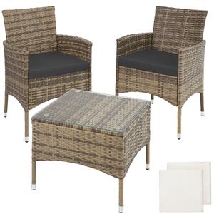 TecTake GmbH 403703 loungeset luzern i konstrotting 2+1 inkl överdrag i 2 färger - natur