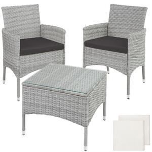 TecTake GmbH 403702 loungeset luzern i konstrotting 2+1 inkl överdrag i 2 färger - ljusgrå