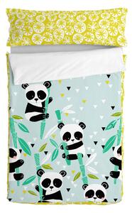 Vadderat täcke HappyFriday Moshi Moshi Panda Garden Blue Blå 105 x 200 cm