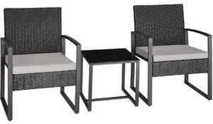 TecTake GmbH 404994 loungeset i konstrotting granada för 2 personer - ljusgrå/svart