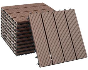 TecTake GmbH 405222 golvplattor tegulas, wpc med träutseende - brun, uppsättning av 11