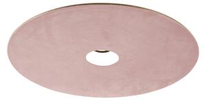 Velour platt lampskugga rosa med guld 45 cm