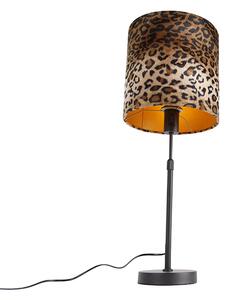 Bordslampa svart sammet nyans leopard design 25 cm - Parte