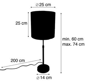 Bordslampa svart sammetskärm röd 25 cm justerbar - Parte