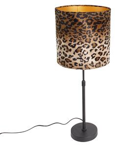 Bordslampa svart sammet nyans leopard design 25 cm - Parte