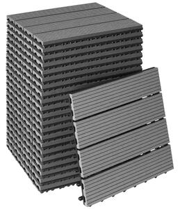 TecTake GmbH 406017 golvplattor tegulas, wpc med träutseende - grå, uppsättning av 22