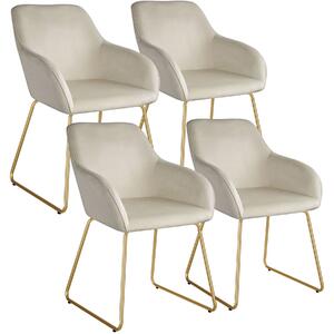 TecTake GmbH 405931 matstol jeane i sammetslook - sammetslook crème/guld, uppsättning om 4