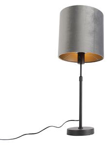 Modern bordslampa svart tygskärm grå 25 cm justerbar - Parte