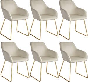 TecTake GmbH 405932 matstol jeane i sammetslook - sammetslook crème/guld, uppsättning om 6