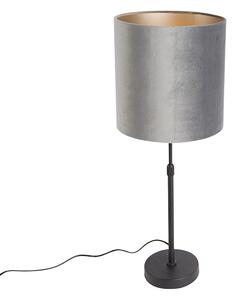 Modern bordslampa svart tygskärm grå 25 cm justerbar - Parte