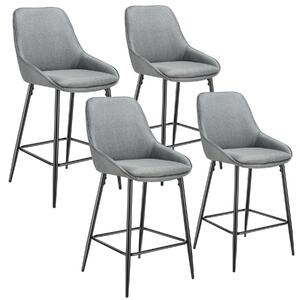 TecTake GmbH 405870 barstol siera med ryggstöd - vävt tyg grå/svart, uppsättning om 4