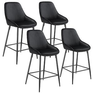TecTake GmbH 405868 barstol siera med ryggstöd - sammetslook svart/svart, uppsättning om 4
