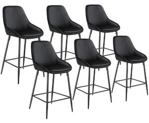 TecTake GmbH 405869 barstol siera med ryggstöd - sammetslook svart/svart, uppsättning om 6