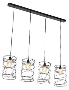 Design hängande lampa svart 4-ljus - Spira