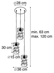 Design hängande lampa svart 3-ljus - Spira