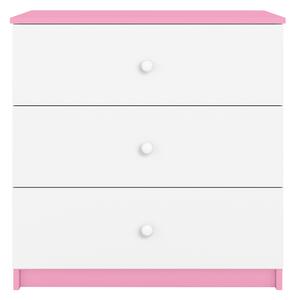 Babydreams barnbyrå, med 3 lådor - vit och rosa laminat