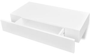 Flytande vägghylla med 1 låda MDF vit