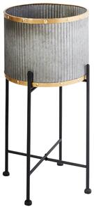 Växtställ Grå Järn 26 x 26 x 52 cm Inomhus Utomhus Metall Blomkruka Industriell Stående Planteringskärl Beliani