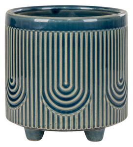 HOUSE NORDIC blomkruka med mönster, stor, rund - blå keramik
