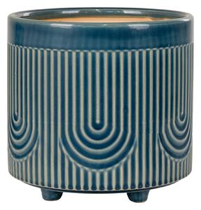 HOUSE NORDIC blomkruka med mönster, medium, rund - blå keramik