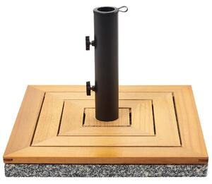 Parasollfot Brun Trä Granit Fyrkantig 45 x 45 cm 21 kg Stål Justerbart Rör Utomhus Balkong Trädgård Beliani