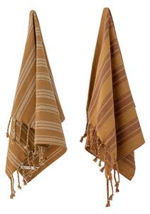 KREATIV COLLECTION Elyza kökshandduk, brun, bomull, set om 2, L70xB45 cm