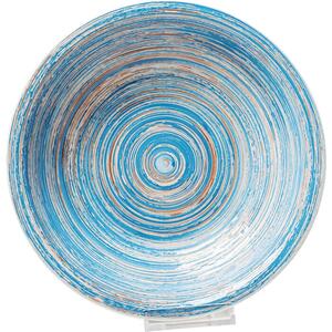 KARE DESIGN Swirl djup tallrik, med spiralmönster, handgjord, rund - blå och krämig stengods