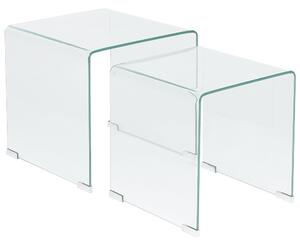 2 st Sidobord Transparent glas Rektangulär Minimalistisk Beliani