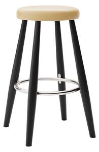 Carl Hansen - CH58 Low Stool, Svartlackad Ek, Lädergrupp B Thor - 325 - Barstolar - Hans J. Wegner - Svart - Läder/Metall/Trä