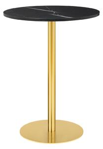 Gubi - Gubi 1.0 Bar Table, Round, Ø80, Brass Base, Marble Top - Nero Marquina - Barbord - Svart - Metall/Sten