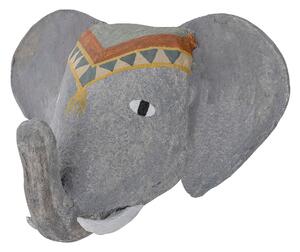 BLOOMINGVILLE MINI Elli Elephant Väggdekoration, Grå, Papiermache W: 15cm, H: 18 cm, L: 24 cm
