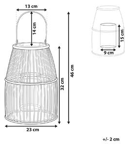 Ljuslykta Beige Bambuträ 32 cm med Glashållare Boho Stil Beliani