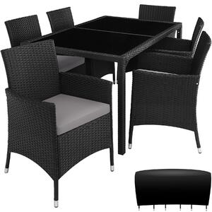 TecTake GmbH 404320 matgrupp i konstrotting - svart/grå