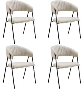 TecTake GmbH 405512 bedano fåtölj, stoppad, väv, 150 kg - greige, uppsättning om 4