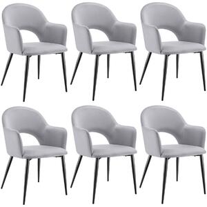 TecTake GmbH 405535 sachel fåtölj, sammetslook, klädd, 120 kg - ljusgrå, uppsättning om 6