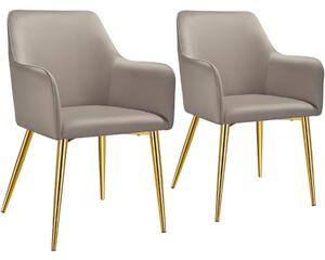 TecTake GmbH 405475 fåtölj avane, i sammet, stoppad - taupe, uppsättning av 2