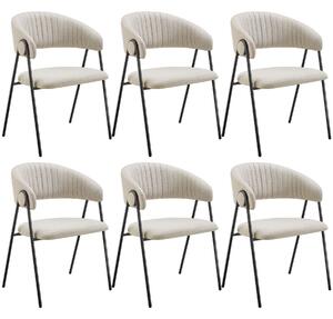 TecTake GmbH 405513 bedano fåtölj, stoppad, väv, 150 kg - greige, uppsättning om 6