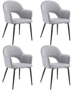 TecTake GmbH 405534 sachel fåtölj, sammetslook, klädd, 120 kg - ljusgrå, uppsättning om 4
