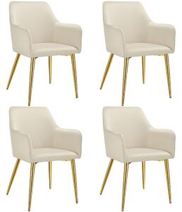 TecTake GmbH 405494 fåtölj avane, i sammet, stoppad - beige, uppsättning om 4