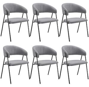 TecTake GmbH 405519 bedano fåtölj, stoppad, väv, 150 kg - grå, uppsättning om 6